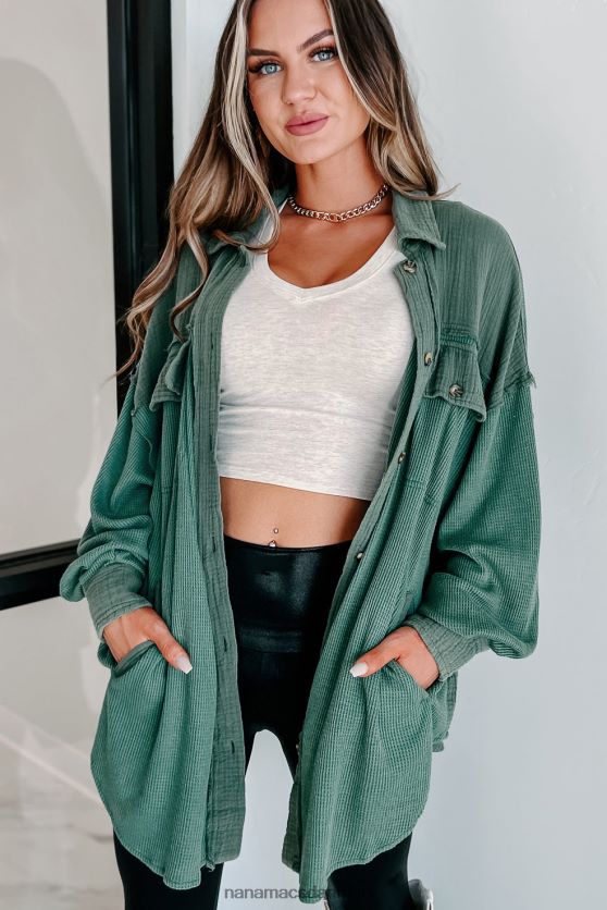 tjek din attitude oversized skjorte i blandet stof NanaMacs XJPBDL1768 grøn