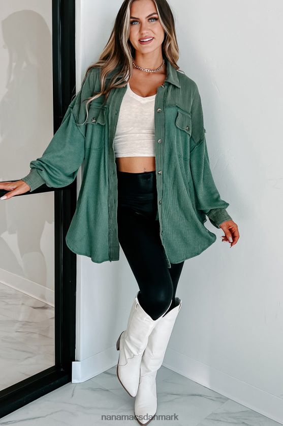 tjek din attitude oversized skjorte i blandet stof NanaMacs XJPBDL1768 grøn