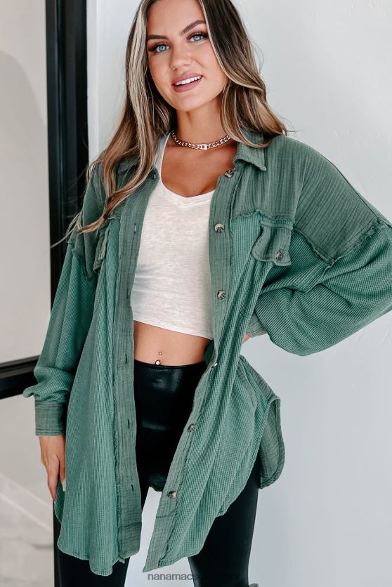 tjek din attitude oversized skjorte i blandet stof NanaMacs XJPBDL1768 grøn