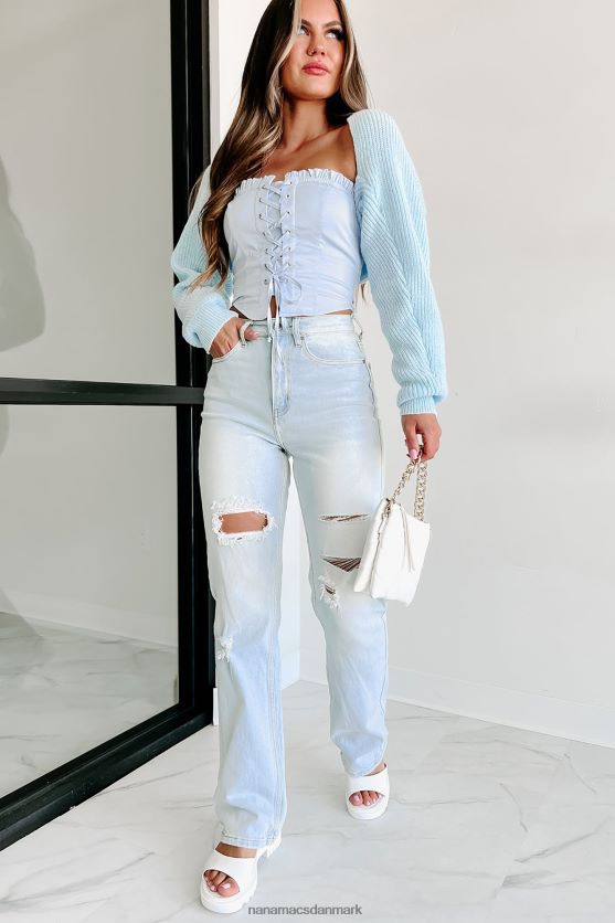 trækker det sammen strik bolero skuldertræk NanaMacs XJPBDL1130 Himmelblå