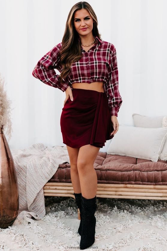 whisky river snøre forneden beskåret button-down NanaMacs XJPBDL986 bordeaux