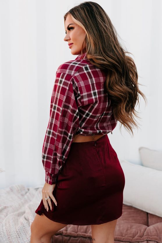 whisky river snøre forneden beskåret button-down NanaMacs XJPBDL986 bordeaux