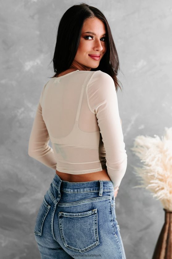 zalma colour block mesh langærmet top NanaMacs XJPBDL987 oliven/lyserød