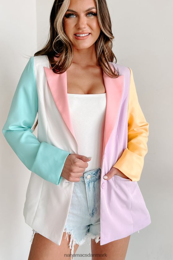 bestået med flyvende farver colorblock blazer NanaMacs XJPBDL3645 elfenben/pink/lavendel/multi