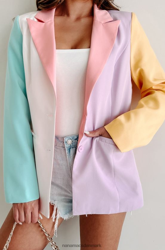 bestået med flyvende farver colorblock blazer NanaMacs XJPBDL3645 elfenben/pink/lavendel/multi