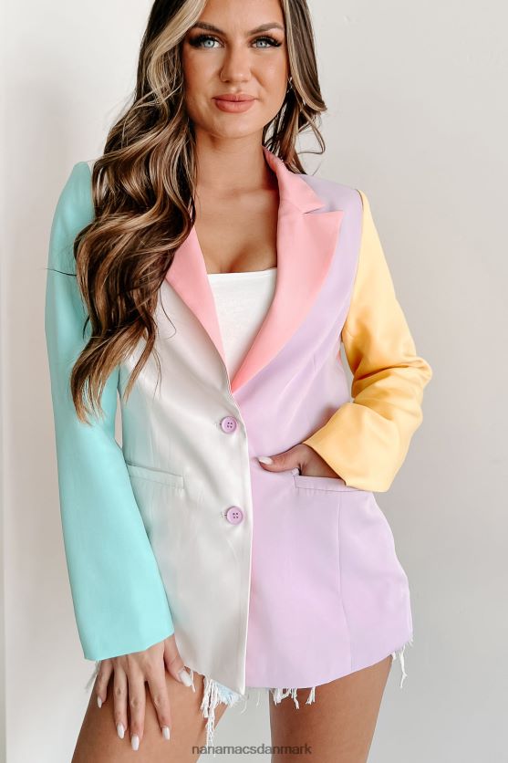 bestået med flyvende farver colorblock blazer NanaMacs XJPBDL3645 elfenben/pink/lavendel/multi