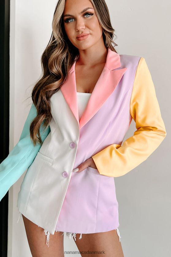 bestået med flyvende farver colorblock blazer NanaMacs XJPBDL3645 elfenben/pink/lavendel/multi