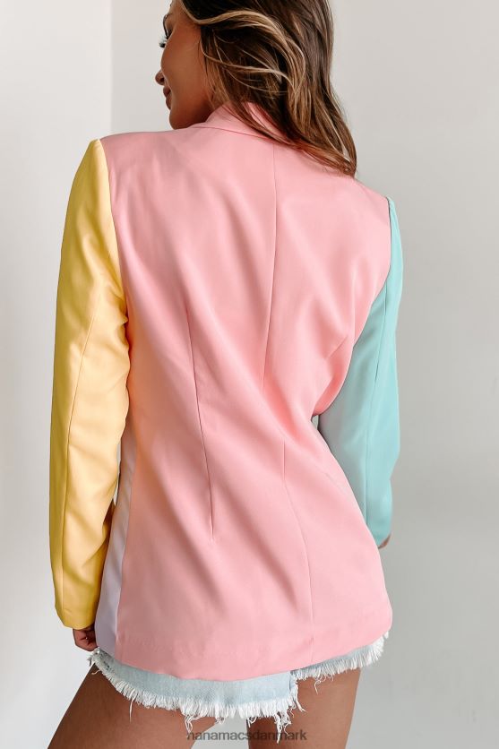 bestået med flyvende farver colorblock blazer NanaMacs XJPBDL3645 elfenben/pink/lavendel/multi