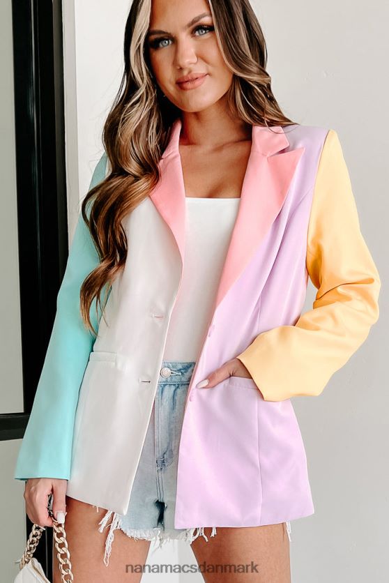 bestået med flyvende farver colorblock blazer NanaMacs XJPBDL3645 elfenben/pink/lavendel/multi