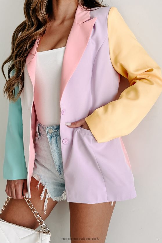 bestået med flyvende farver colorblock blazer NanaMacs XJPBDL3645 elfenben/pink/lavendel/multi