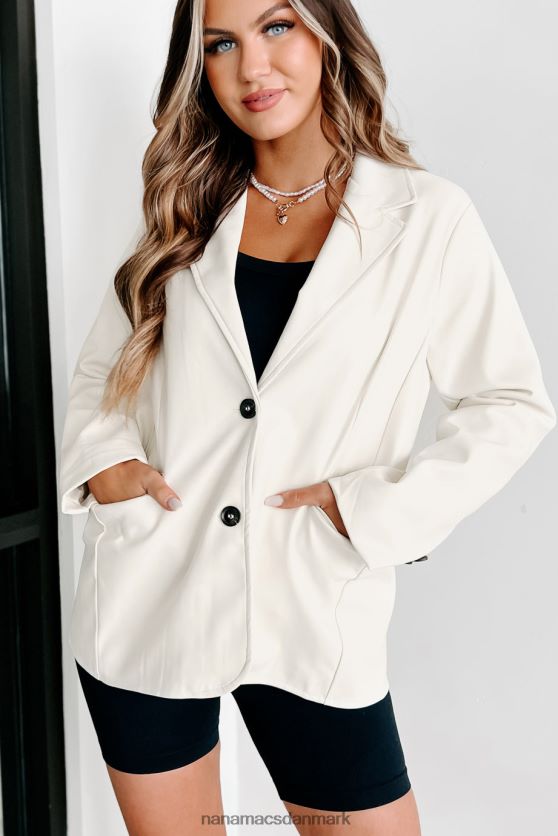 fed touch blazer i imiteret læder NanaMacs XJPBDL3629 flødeskum