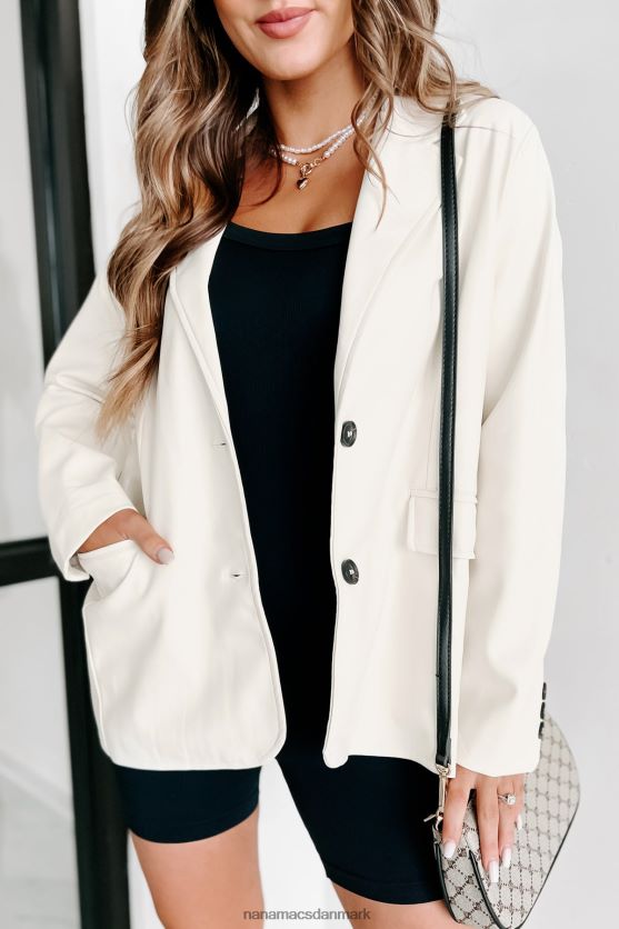 fed touch blazer i imiteret læder NanaMacs XJPBDL3629 flødeskum
