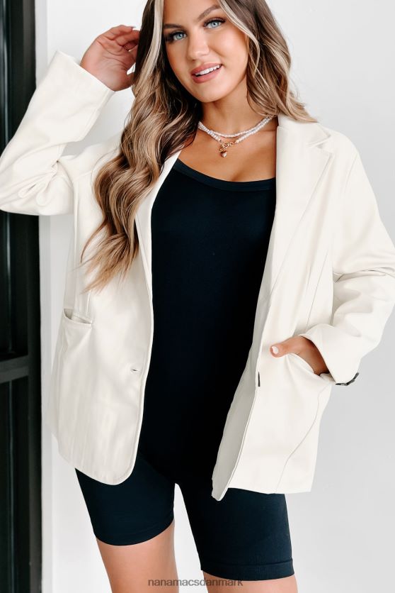 fed touch blazer i imiteret læder NanaMacs XJPBDL3629 flødeskum