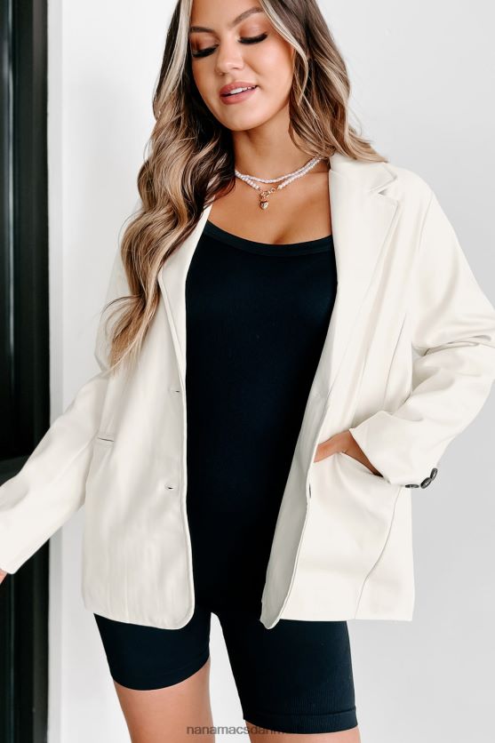 fed touch blazer i imiteret læder NanaMacs XJPBDL3629 flødeskum