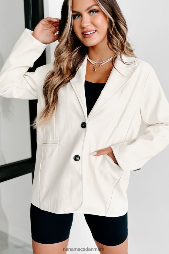 fed touch blazer i imiteret læder NanaMacs XJPBDL3629 flødeskum