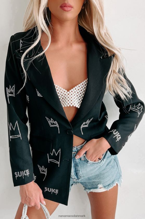 hersker som en dronning rhinestone blazer NanaMacs XJPBDL3615 sort