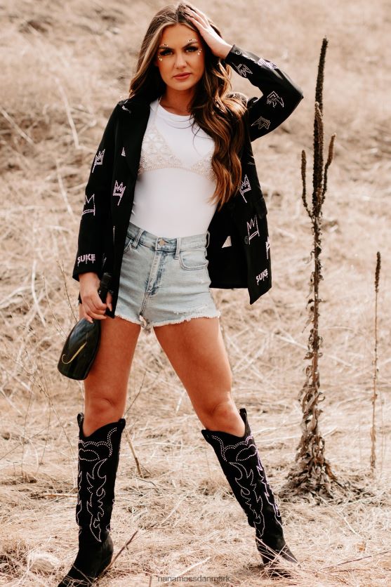 hersker som en dronning rhinestone blazer NanaMacs XJPBDL3615 sort