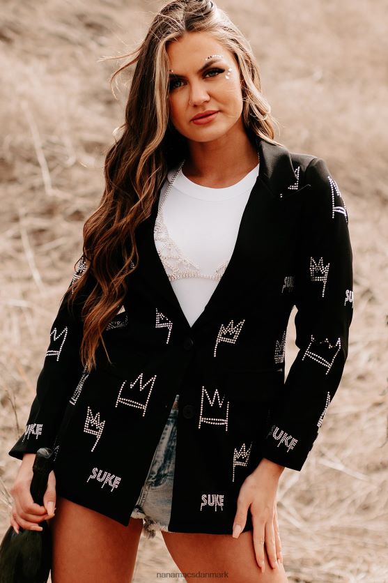 hersker som en dronning rhinestone blazer NanaMacs XJPBDL3615 sort