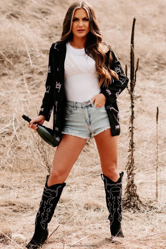 hersker som en dronning rhinestone blazer NanaMacs XJPBDL3615 sort