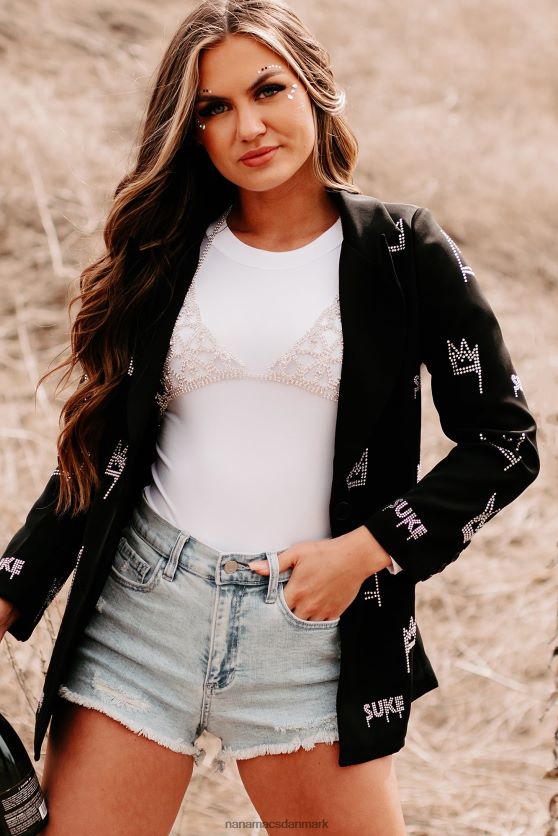 hersker som en dronning rhinestone blazer NanaMacs XJPBDL3615 sort