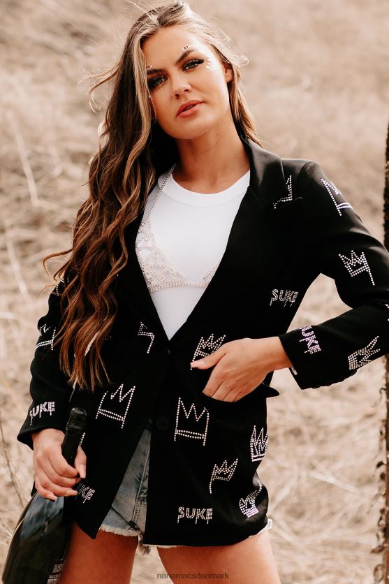 hersker som en dronning rhinestone blazer NanaMacs XJPBDL3615 sort