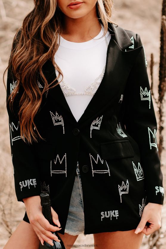 hersker som en dronning rhinestone blazer NanaMacs XJPBDL3615 sort