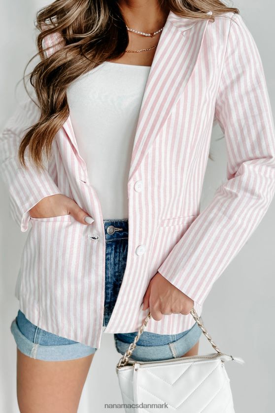 hun klæder score stribet blazer NanaMacs XJPBDL3625 lyserød