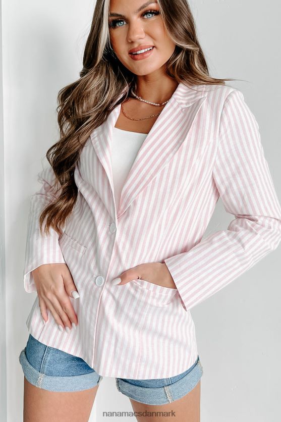 hun klæder score stribet blazer NanaMacs XJPBDL3625 lyserød