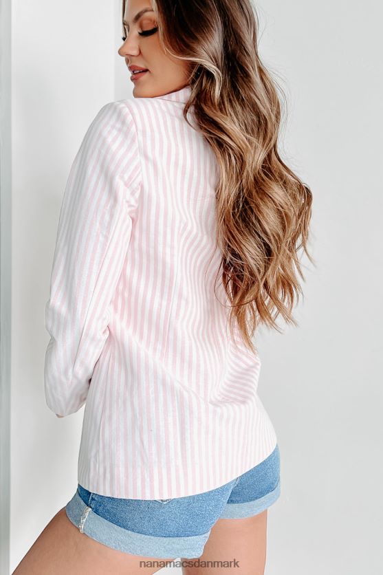 hun klæder score stribet blazer NanaMacs XJPBDL3625 lyserød