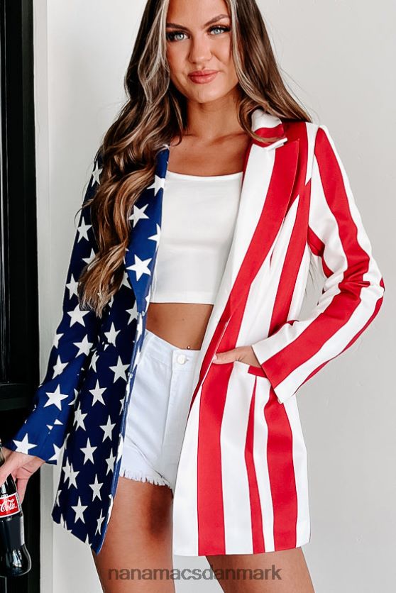 intet mere amerikansk flag blazer NanaMacs XJPBDL3644 rød/hvid/blå