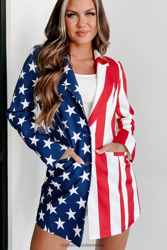 intet mere amerikansk flag blazer NanaMacs XJPBDL3644 rød/hvid/blå