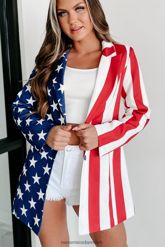 intet mere amerikansk flag blazer NanaMacs XJPBDL3644 rød/hvid/blå