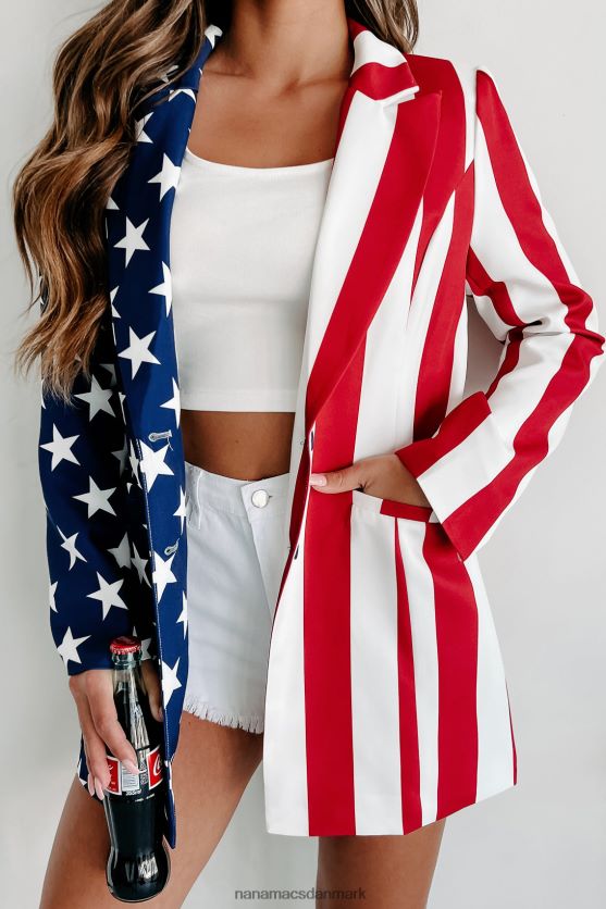 intet mere amerikansk flag blazer NanaMacs XJPBDL3644 rød/hvid/blå