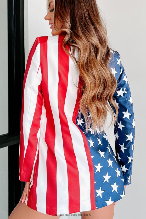 intet mere amerikansk flag blazer NanaMacs XJPBDL3644 rød/hvid/blå