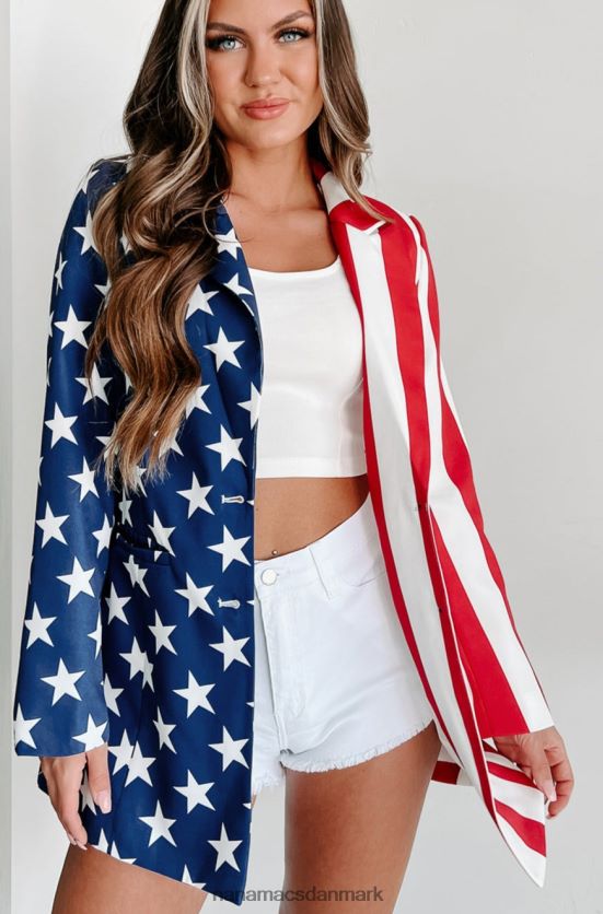 intet mere amerikansk flag blazer NanaMacs XJPBDL3644 rød/hvid/blå