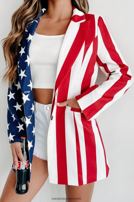 intet mere amerikansk flag blazer NanaMacs XJPBDL3644 rød/hvid/blå