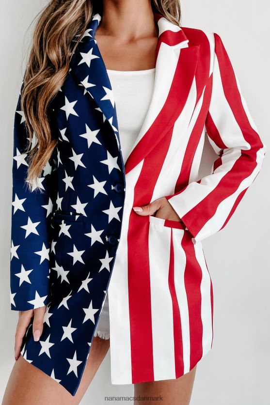 intet mere amerikansk flag blazer NanaMacs XJPBDL3644 rød/hvid/blå