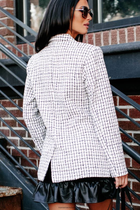 juridisk bindende tweed blazer NanaMacs XJPBDL3641 havregryn/hvid/sort