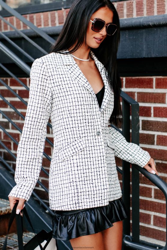 juridisk bindende tweed blazer NanaMacs XJPBDL3641 havregryn/hvid/sort