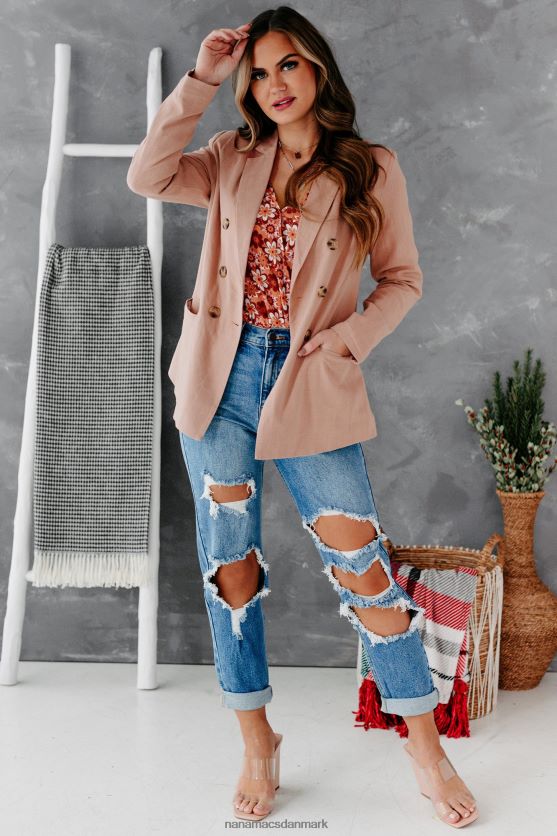 kontor sweetheart linned blazer NanaMacs XJPBDL3639 støvet pink