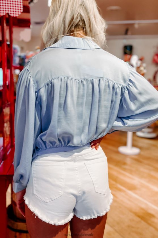 lige efter planen binde-front button-down top NanaMacs XJPBDL1710 himmel