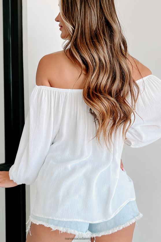 min eneste skruestik blonde detalje 3/4 ærmet bluse NanaMacs XJPBDL769 hvid