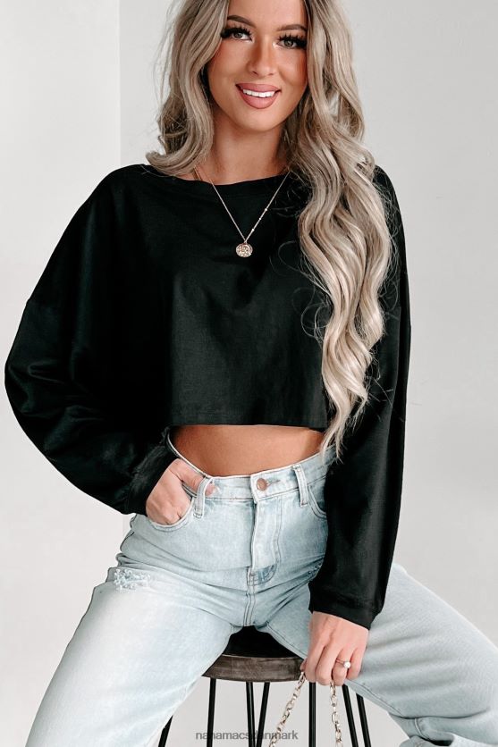 oversized langærmet crop top NanaMacs XJPBDL619 sort