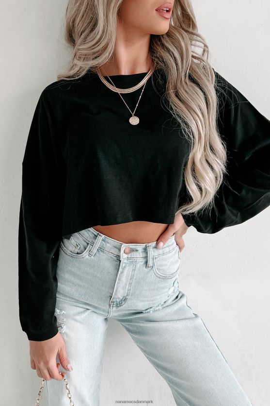 oversized langærmet crop top NanaMacs XJPBDL619 sort