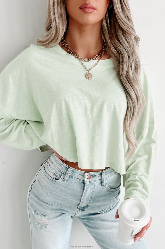oversized langærmet crop top NanaMacs XJPBDL627 pastelgrøn