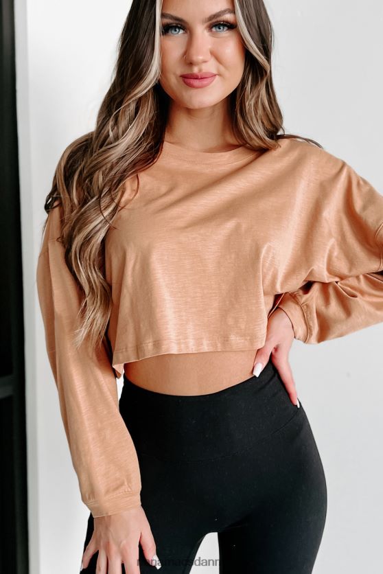 oversized langærmet crop top NanaMacs XJPBDL649 jordnøddesmør