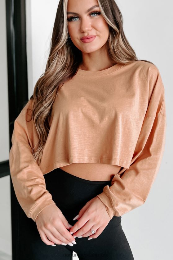 oversized langærmet crop top NanaMacs XJPBDL649 jordnøddesmør