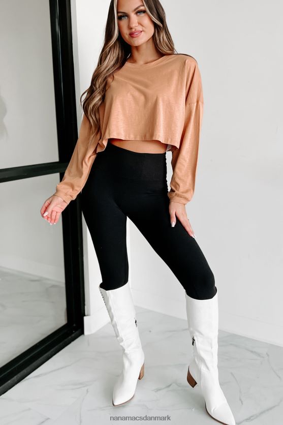 oversized langærmet crop top NanaMacs XJPBDL649 jordnøddesmør