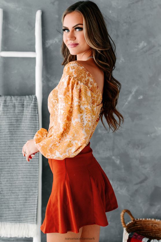 paisley me crazy smocked off skulder crop toppen NanaMacs XJPBDL1498 elfenben