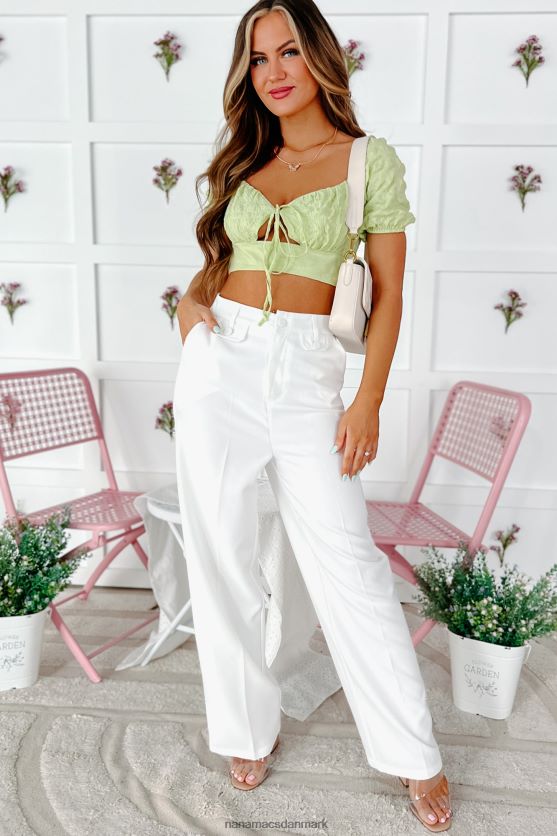 perfekt parring med nøglehuls-crop-top med bobleærmer NanaMacs XJPBDL1355 lysegrøn